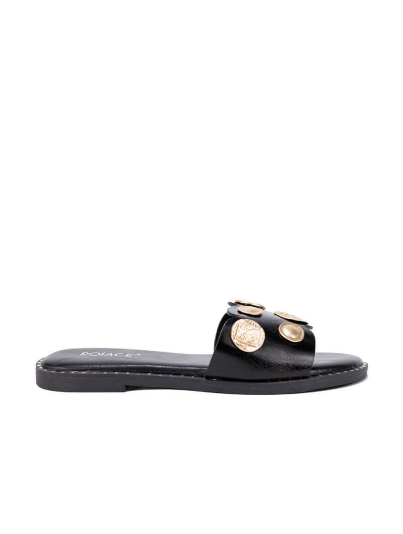 Mules palets avec détail en doré